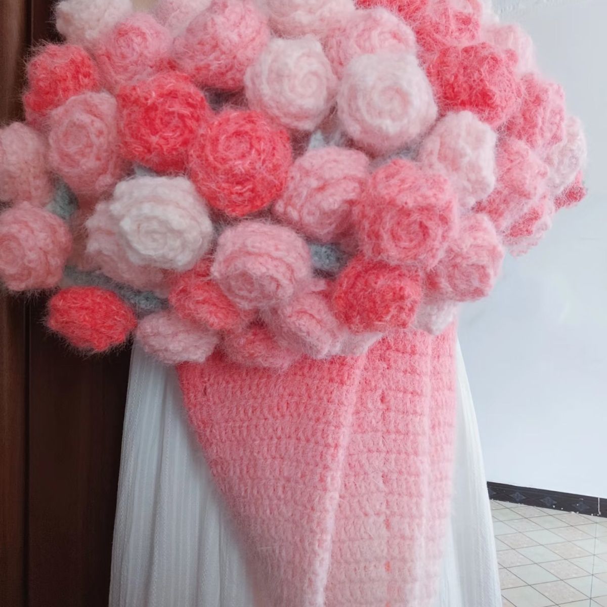 花束毯子玫瑰花毛线团毛线渐变