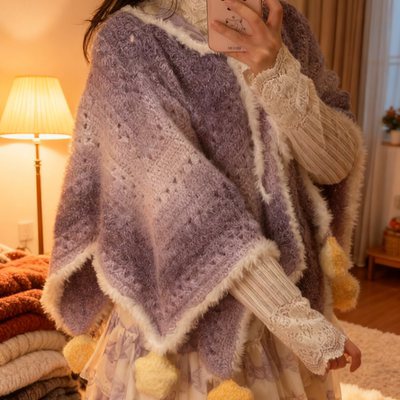 毛线手工编织diy礼物斗篷材料包