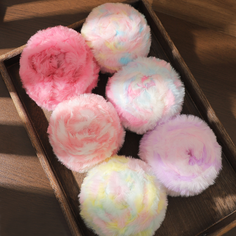 段染渐变混色皮草线长毛水貂绒毛线手工编织diy围巾钩织鞋子帽子