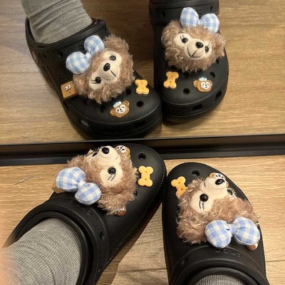 原创新款毛绒可爱立体鞋花配饰女