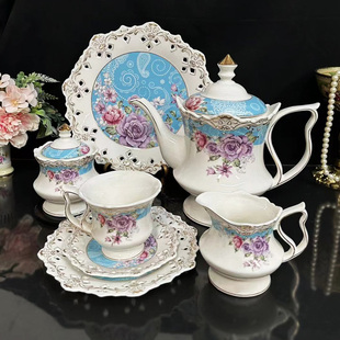 宫廷风外贸原单PARACON下午茶咖啡具套装咖啡杯壶茶壶镂空点心盘