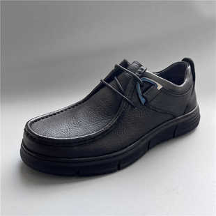 黑色厚底中年男休闲皮鞋 真皮系带男鞋 B854906D32 39春秋断码