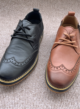 公牛真皮男鞋英伦韩版系带低帮牛皮男士休闲鞋橡胶底 6A85231H03