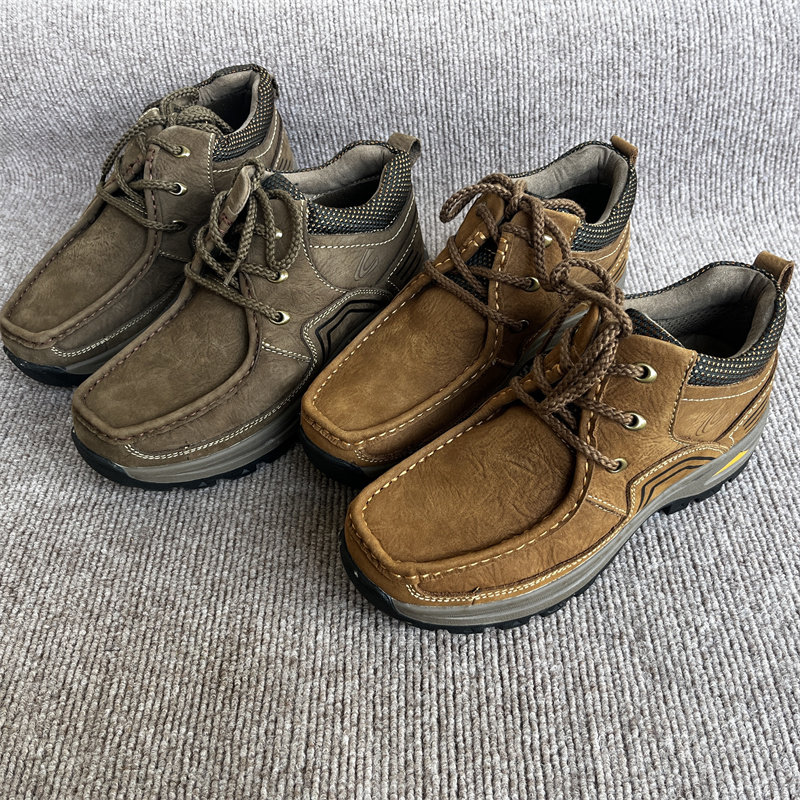 冬季真皮男鞋高帮鞋日常休闲户外系带耐磨橡胶底男单鞋工装皮鞋