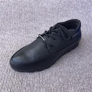 宝罗丝丹 春秋厚底防滑耐磨圆头真皮牛皮系带男黑色皮鞋37-42码