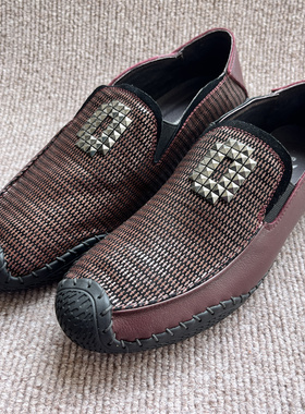 公牛撤柜处理真皮头层牛皮时尚个性潮男鞋一脚蹬豆豆鞋2A85668W51