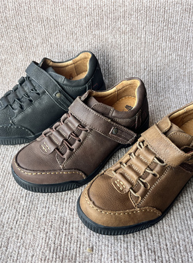 春秋真皮女鞋复古做旧低跟坡跟头层牛皮魔术贴中老年女单鞋A20139