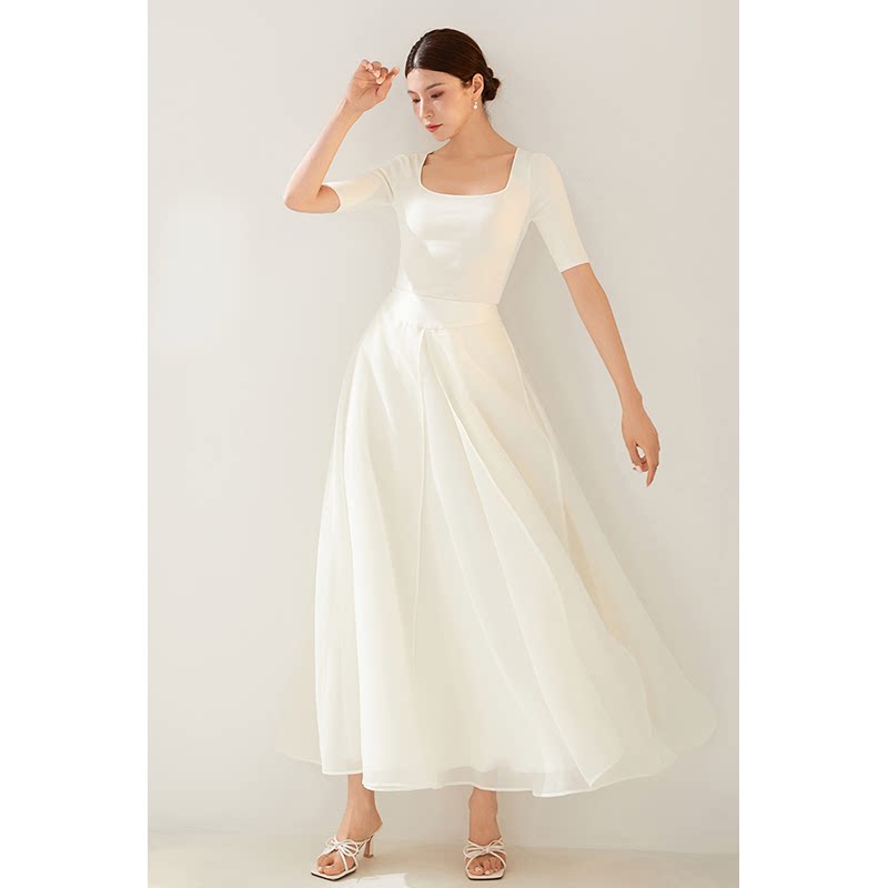 仙气飘飘～走路生风～美妃半身裙白色长裙女2024新款夏季高级气质