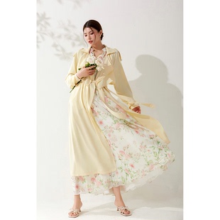 2023新款 垂坠感风衣外套女款 气质薄款 美妃黄色高级感超好看中长款