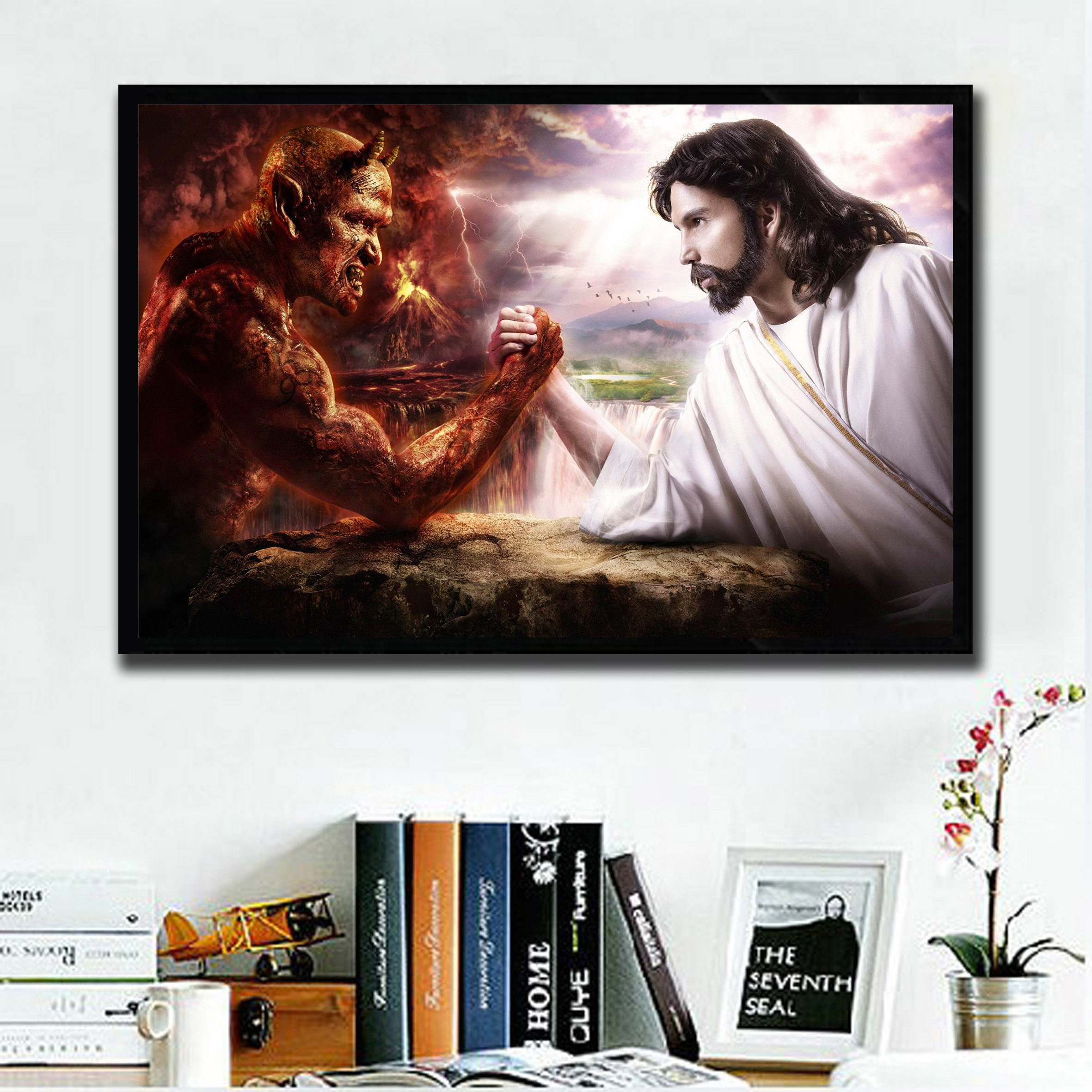 趣味创意恶搞装饰画正义vs邪恶酒吧餐厅咖啡店海报有框画壁挂墙画