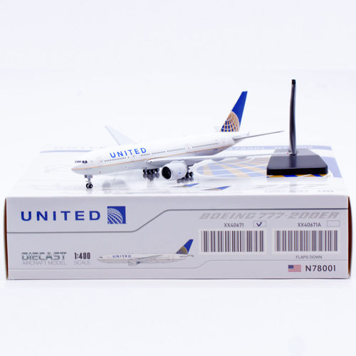 1:400 JCWing 合金客机模型 美国联合航空 B777-200ER N78001