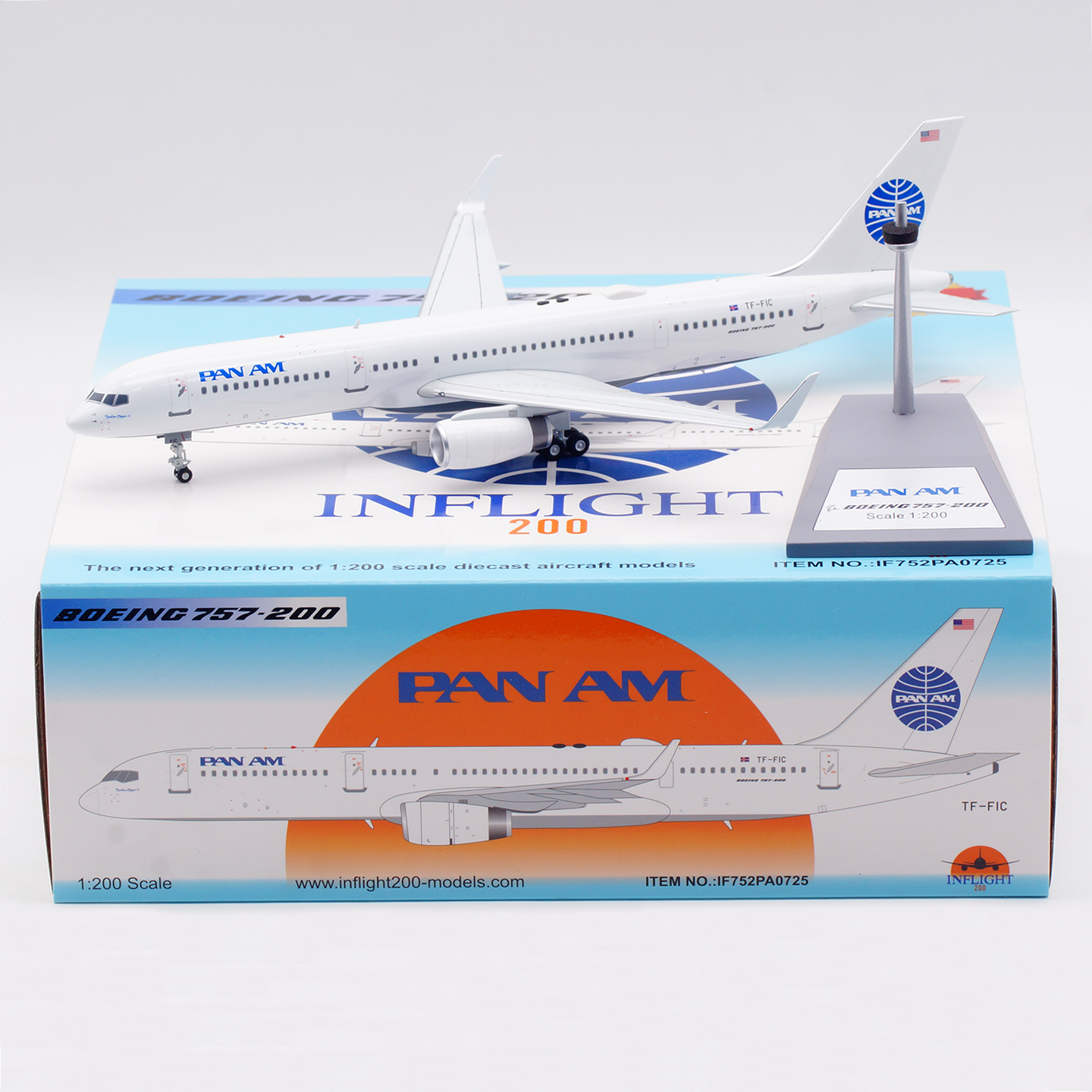 Inflight 1:200 飞机模型 合金 泛美航空 B757-200 TF-FIC