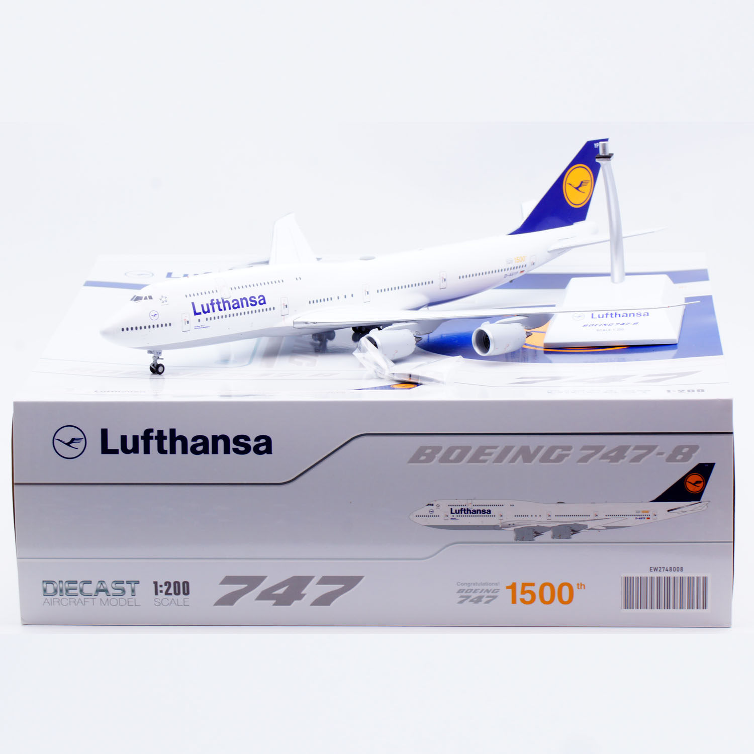 Jcwings 1/200 合金飞机模型 德国汉莎航空 B747-8 D-ABYP