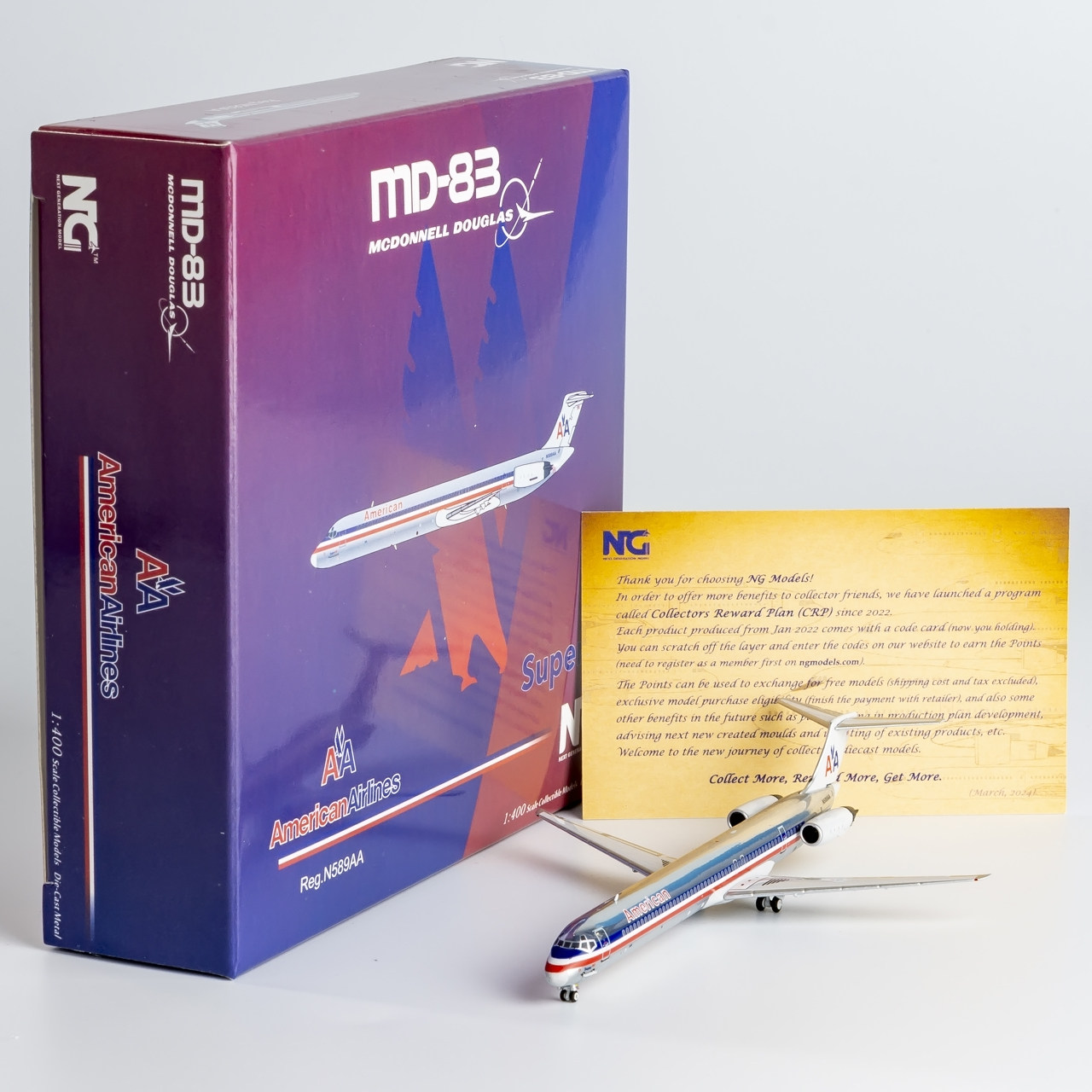 NGmodel 1:400 合金飞机模型 美国航空 MD-83 N589AA
