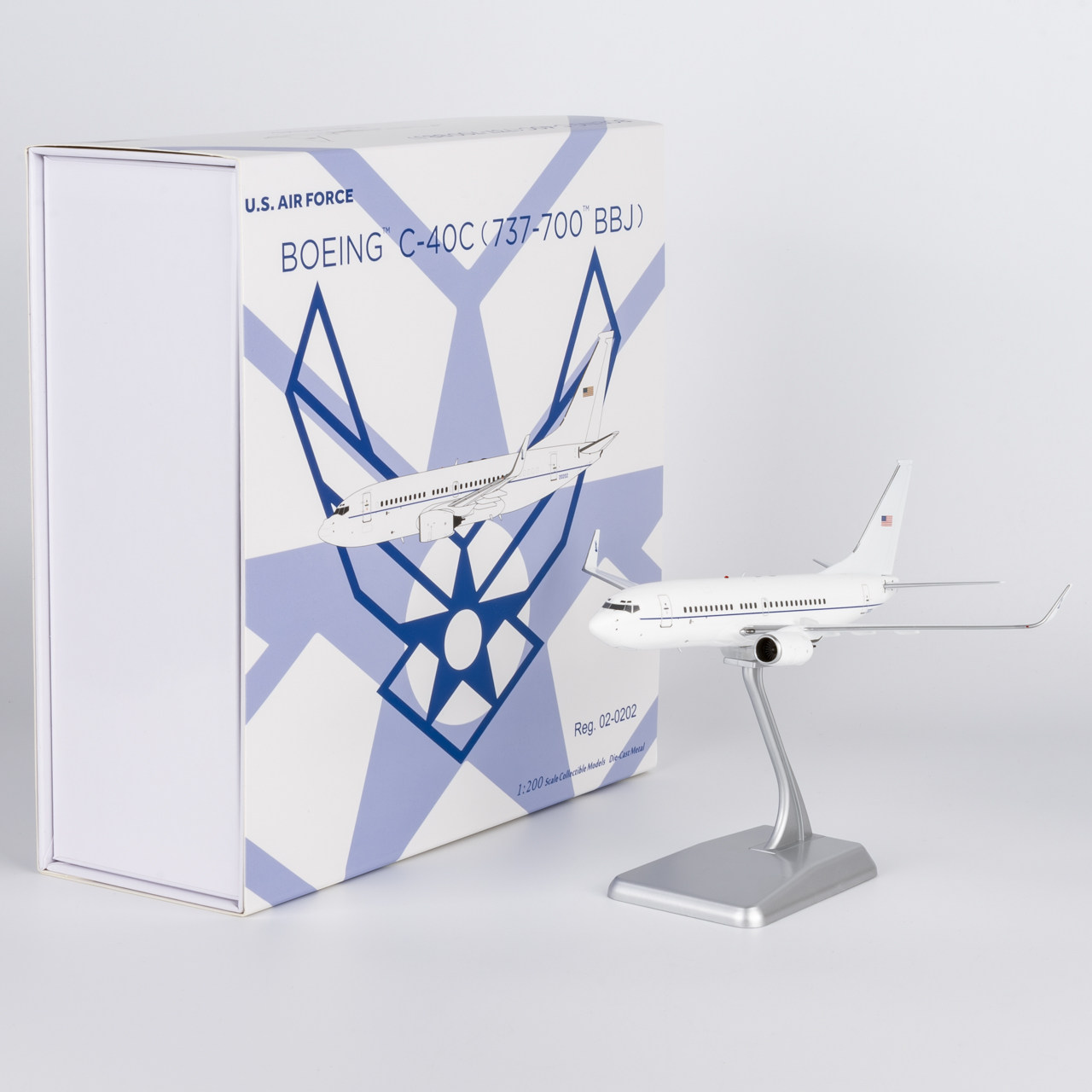 NGmodel 1:200 合金飞机模型 美国空军 C-40C 02-0202 白色机身