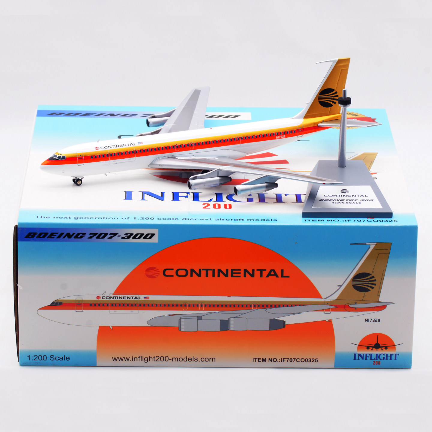 Inflight 1:200 飞机模型 合金 美国大陆航空 B707-300 N17329图片
