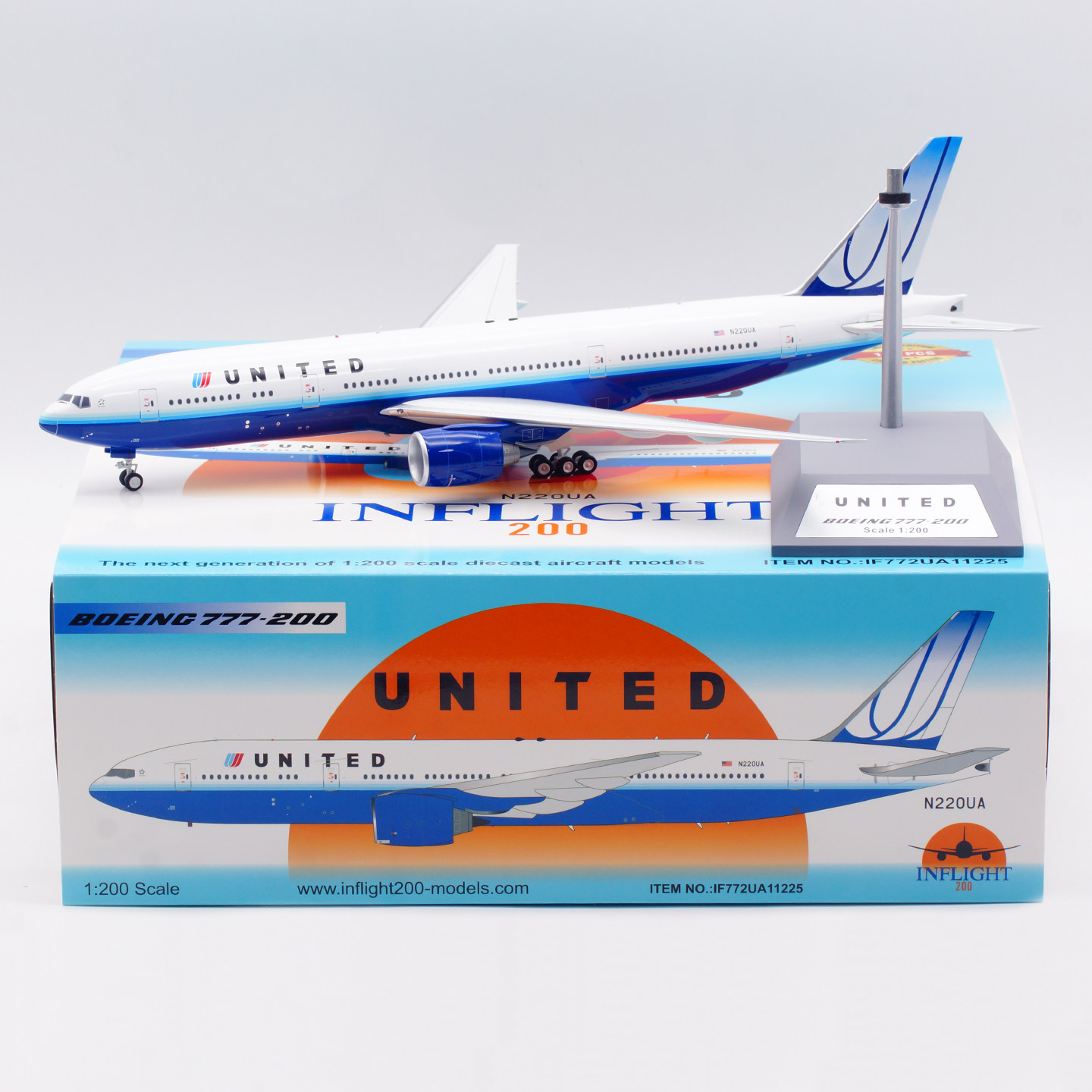 Inflight 1:200 合金飞机模型 美国联合航空 波音B777-200 N220UA