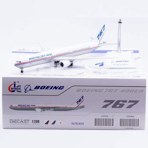 Jcwings 1/200 合金飞机模型 B767-400ER 波音原厂 N76400
