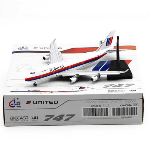 1:400 JCWing 合金 客机模型 美国联合航空 B747-400 N183UA 襟翼