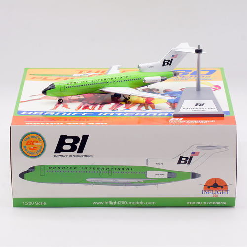 Inflight 1/200 合金模型 布兰尼夫国际航空 波音727-100 N7276