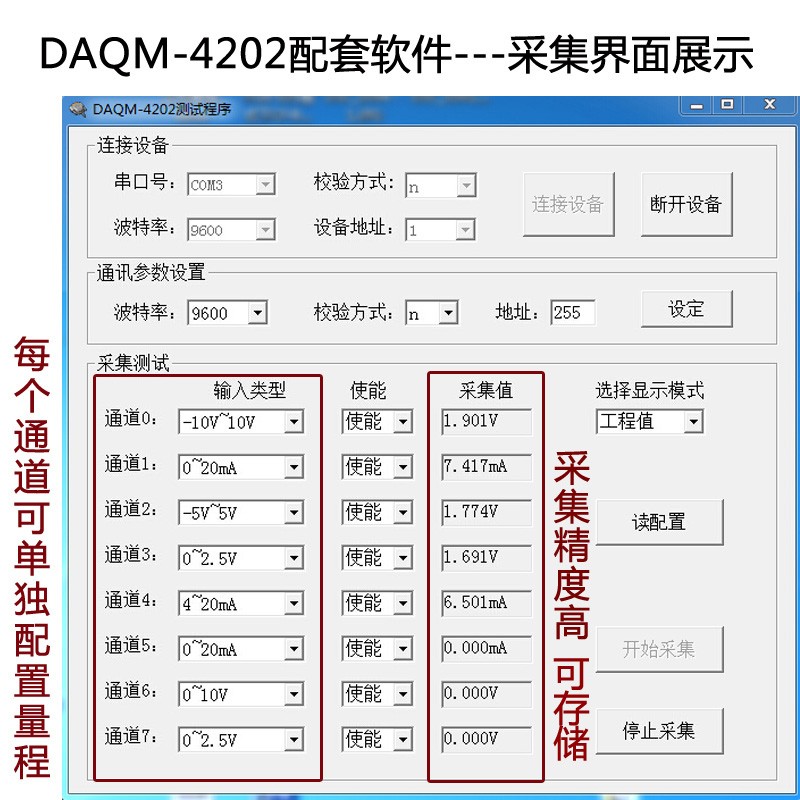 厂科技DAQM4300A/I/C数据采集器 4-20ma转rs485采集模块TD-4015