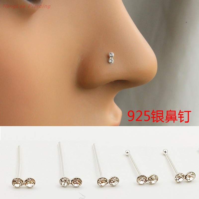 新品925银鼻钉小钻欧美穿刺鼻环鼻饰潮女夜店个性饰品