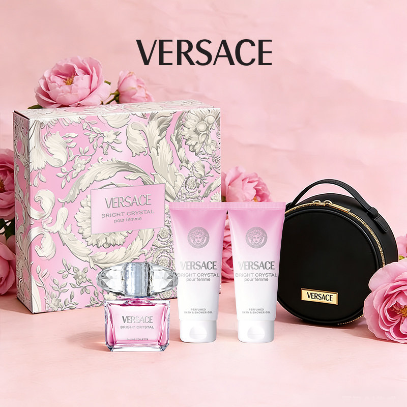 Versace/范思哲粉耀晶钻女士淡香水礼盒粉水晶粉钻身体乳沐浴露,彩妆/香水/美妆工具,香水,淘宝优惠券,粉丝福利购,淘宝优惠卷