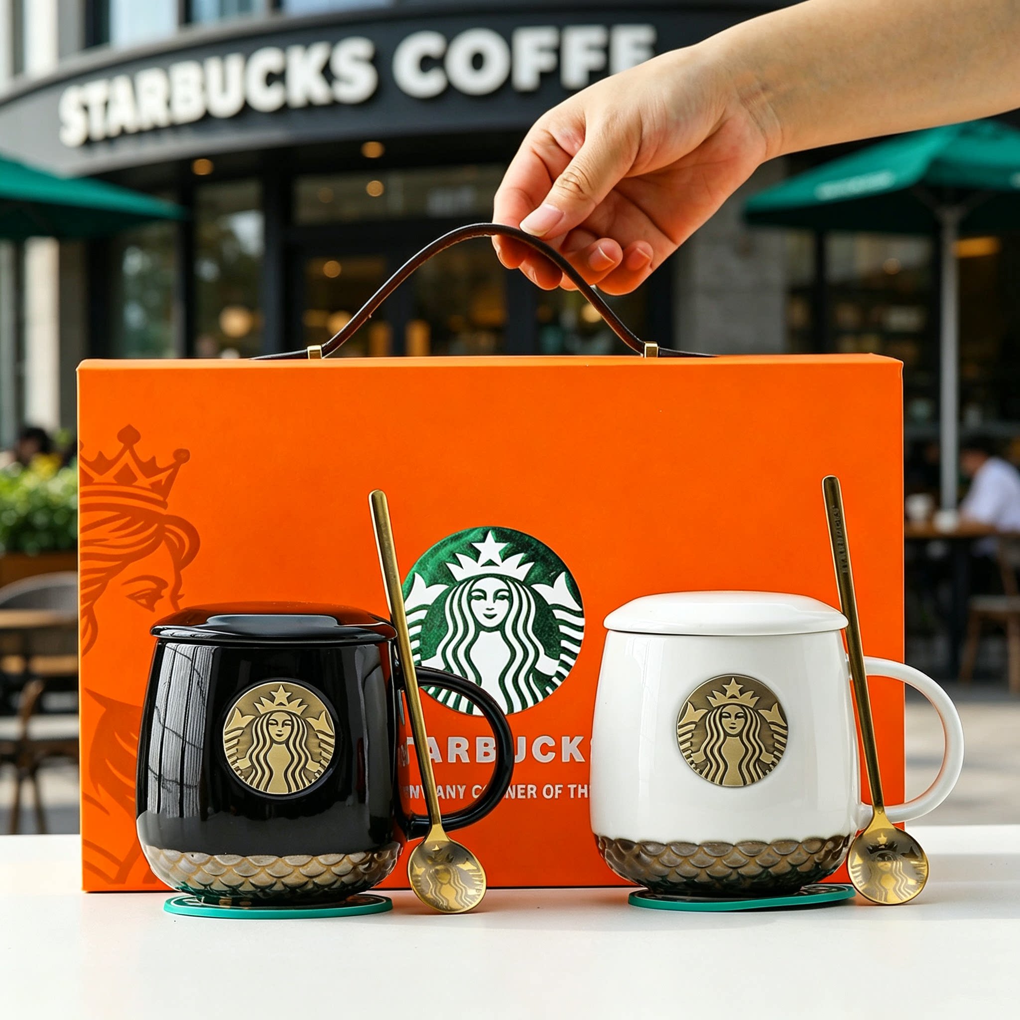 星巴马克杯子陶瓷咖啡杯一对情侣对杯情人节礼物结婚伴手礼盒装