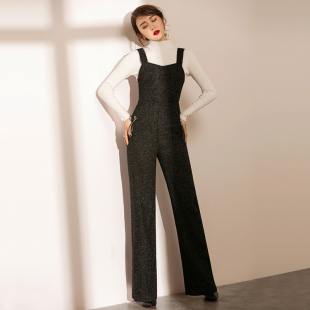 连体裤 女 高腰复古背带裤 清仓特价 阔腿裤 修身 连衣长裤 潮 原创时尚