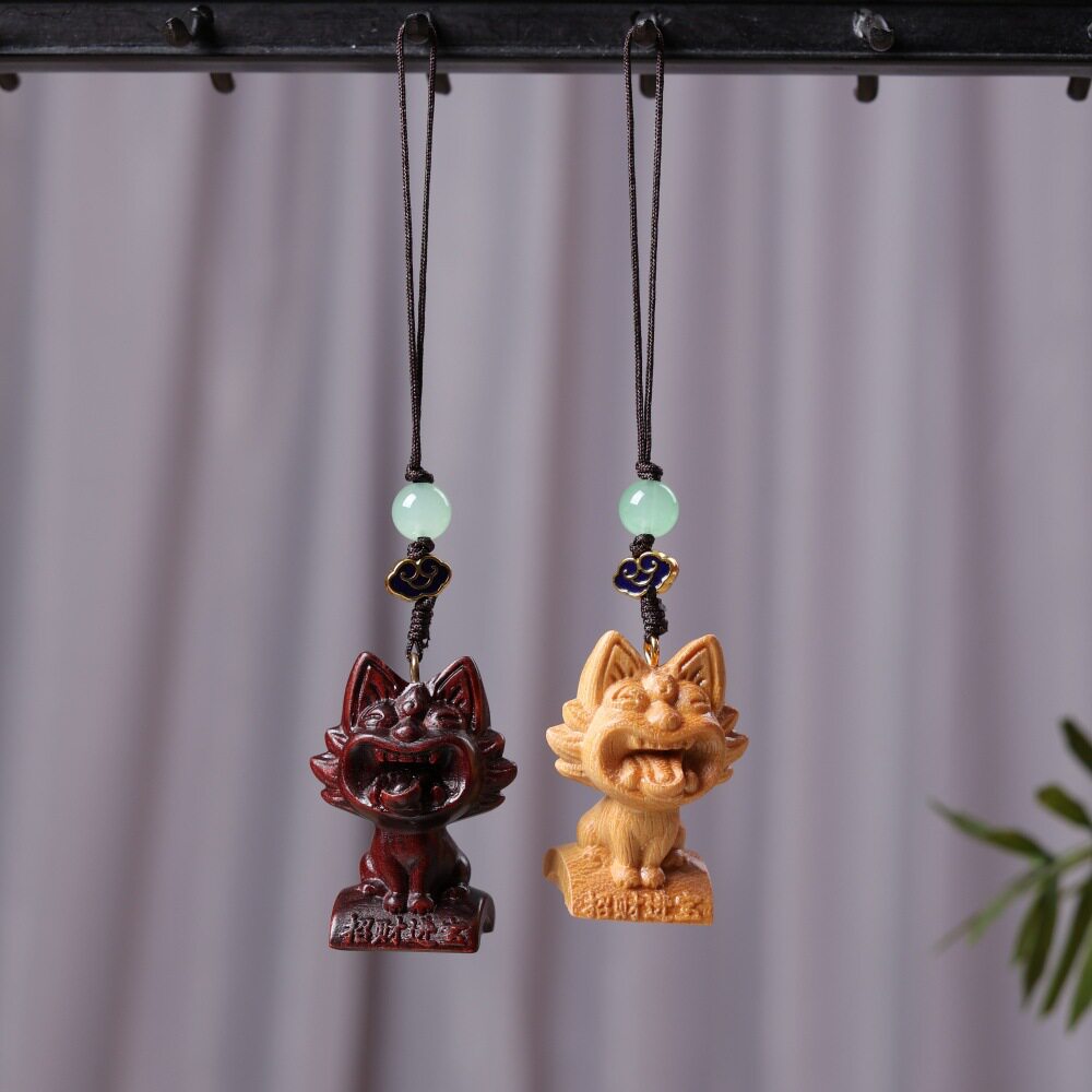 黄金檀木瓦猫灵兽工艺品旅游景区热卖桌面摆件小猫可爱文玩手把件