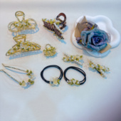 泛思新款 珍珠贝壳花朵中号顶夹横发卡小号抓夹水钻鲨鱼抓夹