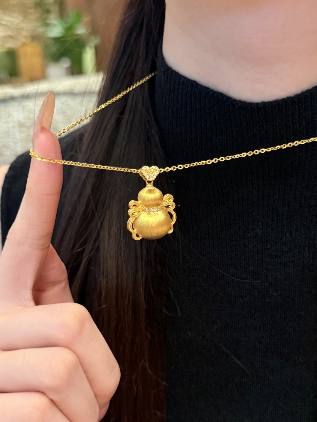 【款式34】足金999 拉丝蝴蝶结黄金葫芦 5D黄金镶嵌