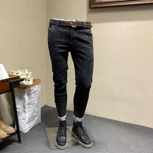 春秋夏水洗复古小脚牛仔裤男长裤