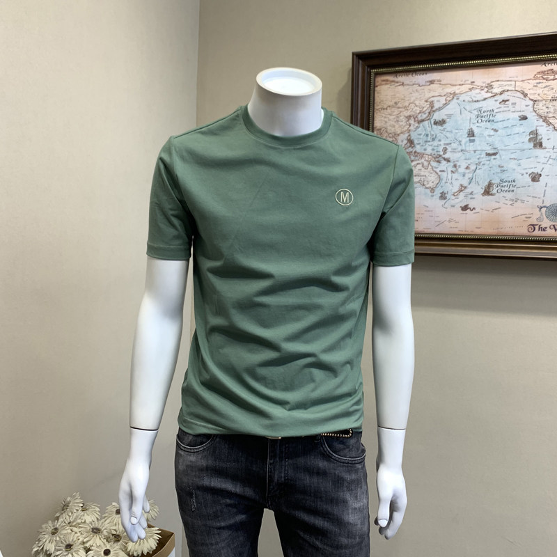 2020夏季新款短袖t恤男韩版修身T恤潮流字母刺绣半袖体恤男装上衣