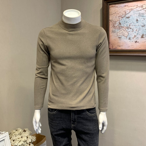 德绒保暖内衣半高领长袖t恤男