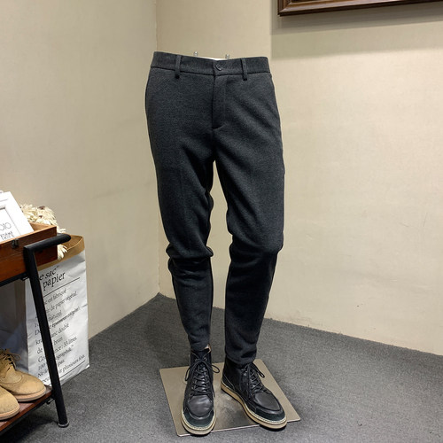 Musstosi修身韩版冬季毛呢西裤男