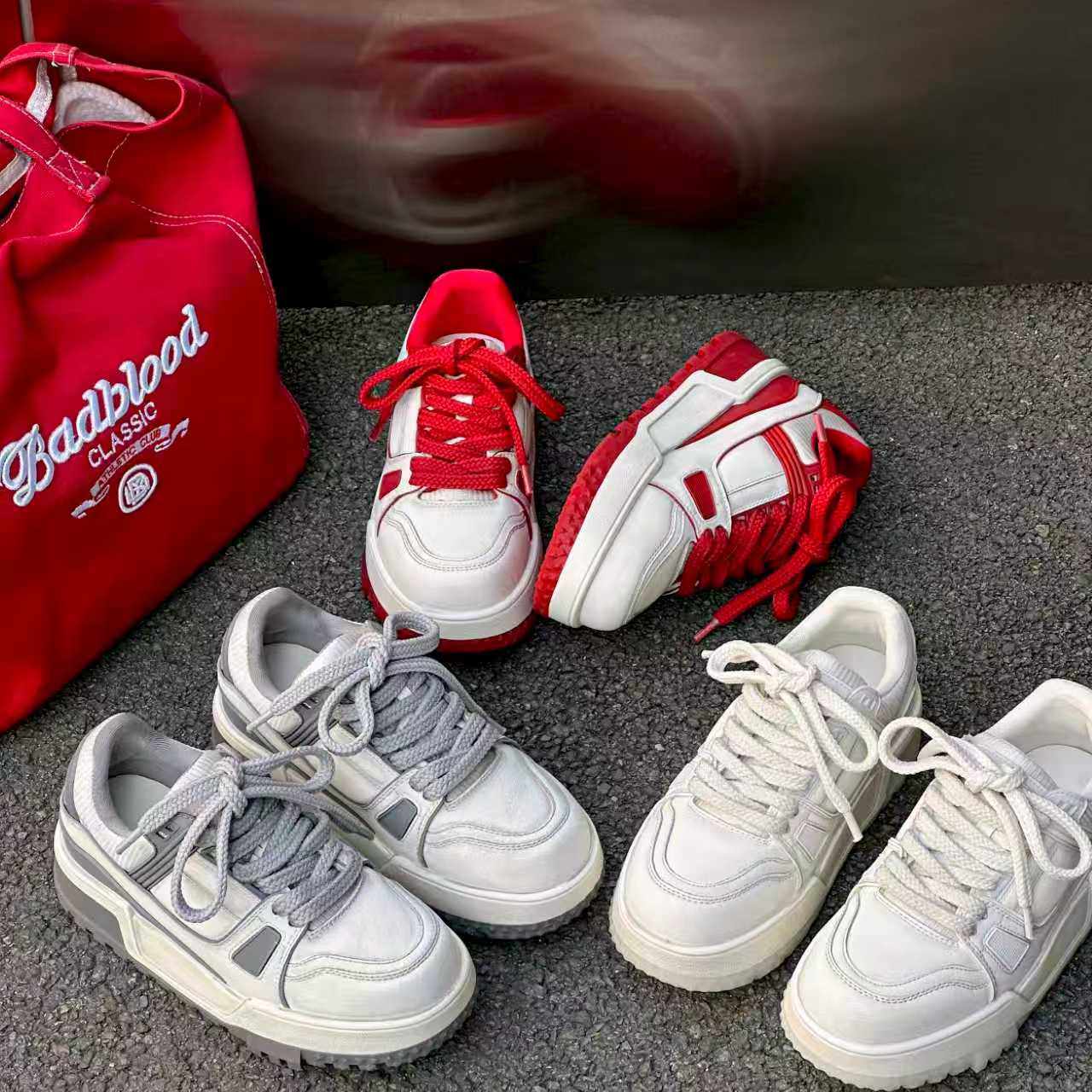 IG厚底增高小白鞋女2026春季百搭时尚面包鞋系带低帮休闲运动鞋