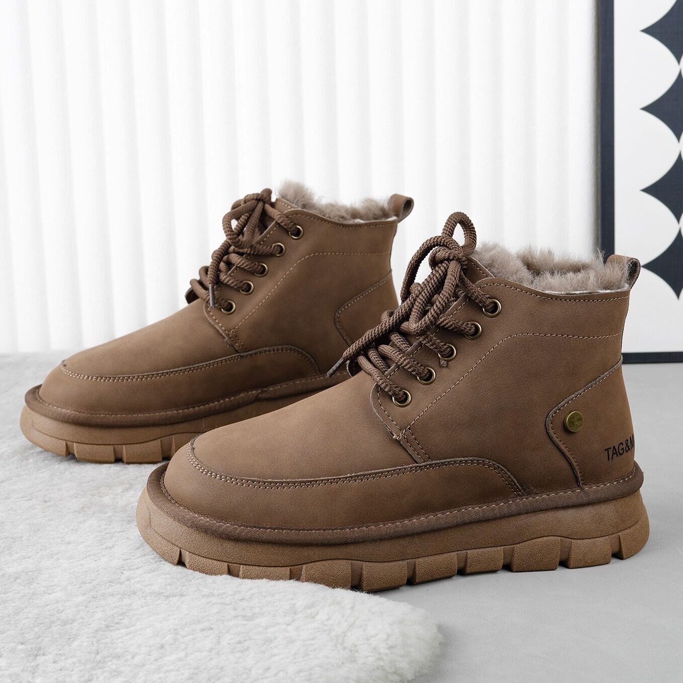 雪地靴男款2025新款冬季加绒加厚保暖棉鞋防滑马丁靴东北防寒棉靴