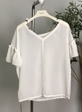 duoyi朵以正品夏季特价清仓款女士短袖雪纺上衣32DX14333