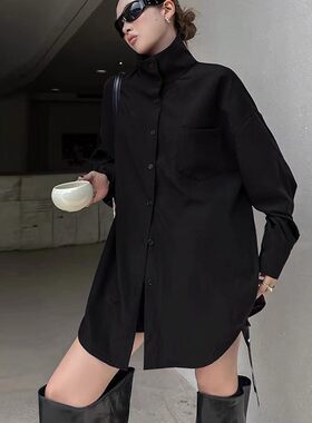 轻奢高级感立领长袖衬衫休闲宽松
