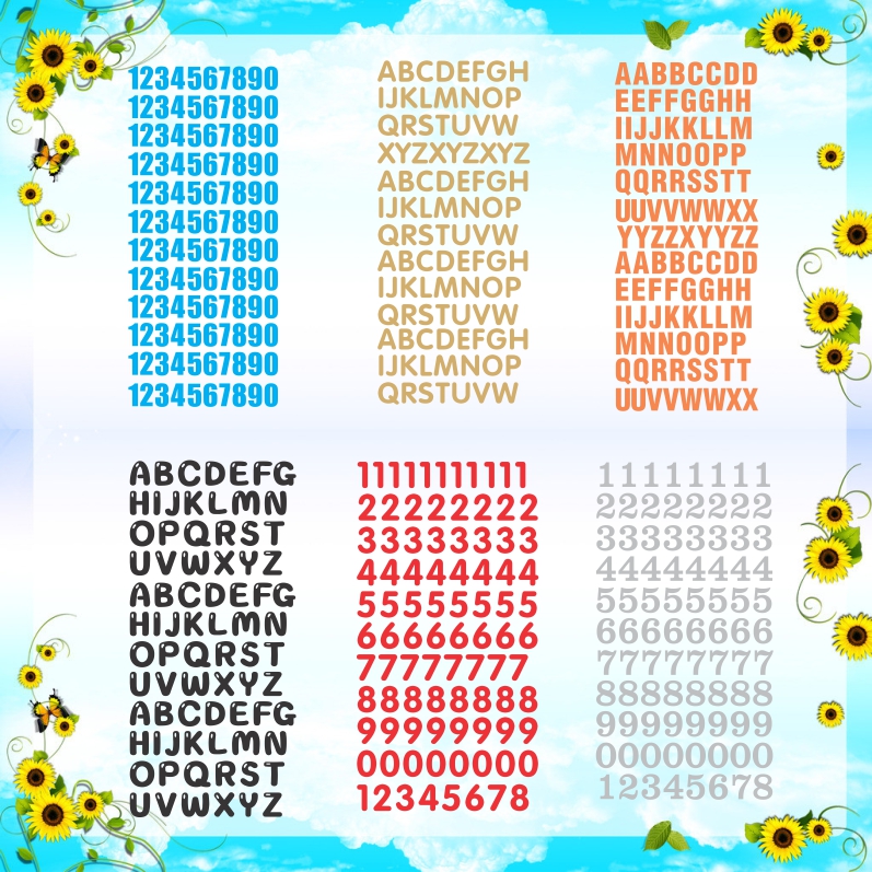 平面数字贴纸镂空大小字母卡通金银多色防水分类标记手帐益智定制