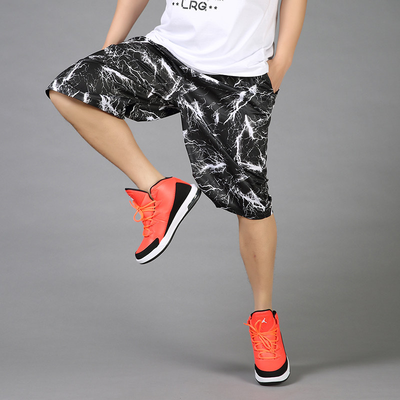 夏季薄款加肥加大码大裤衩宽松七分裤短裤中裤运动休闲篮球裤居家
