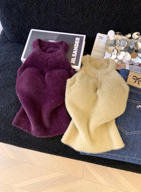 挂脖针织吊带背心女秋冬纯欲抹胸上衣打底衫内搭带胸垫毛衣53518