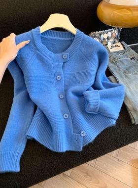 设计感排扣毛衫纽扣开衫针织女秋冬2025新款圆领毛衣外套女53096