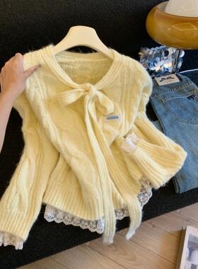 秋季新款韩系V领慵懒风针织衫女宽松显瘦毛衣上衣52927