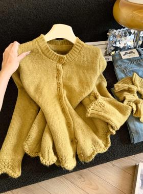 秋季新款韩系复古慵懒风针织开衫女宽松显瘦毛衣外套配发圈52921