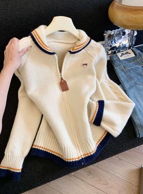 秋季新款韩系复古风针织衫女宽松慵懒风显瘦毛衣外套52947
