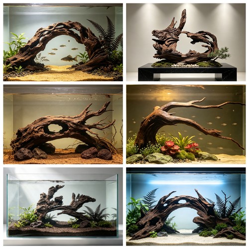 沉木紫柚木拱桥拱门树桩飘枝多枝水族鱼乌龟蜥蜴缸水草缸南美造景