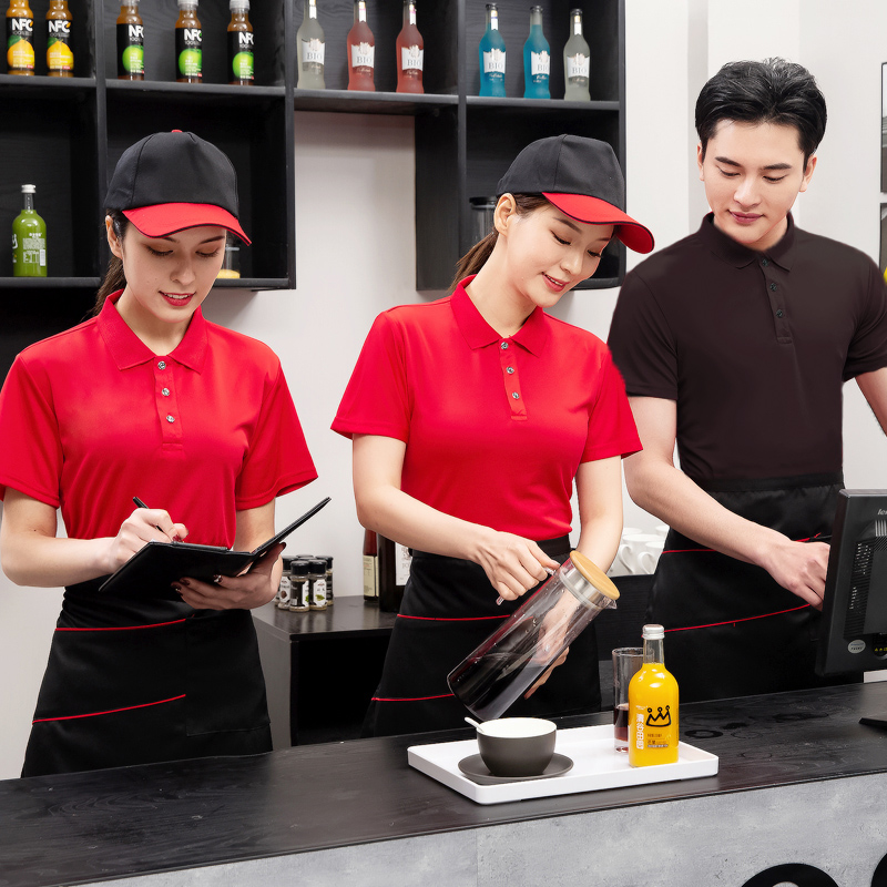 定制T恤服务员工作服短袖餐饮饭店员工服装超市快餐团体工装夏季