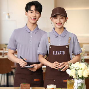 餐饮店员工作服短袖夏季t恤定制logo快餐奶茶火锅饭店餐厅服务员